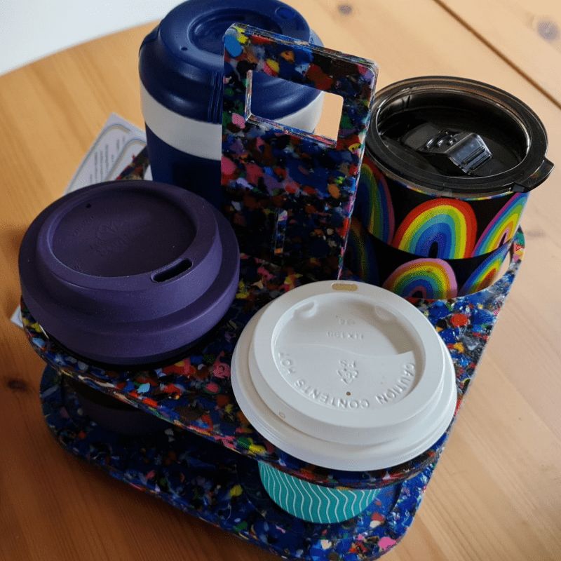 Reusable takeaway cup tray – coffee cup carrier holder made by