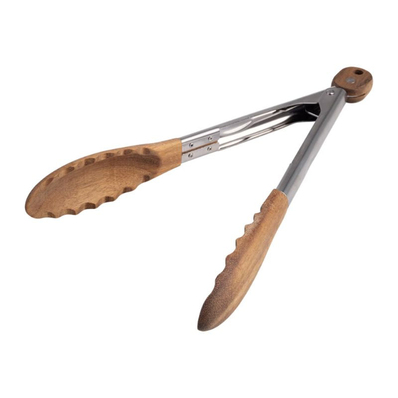 Alfresco Lane Acacia Wood and stainless steel serving tongs - 23cm. 