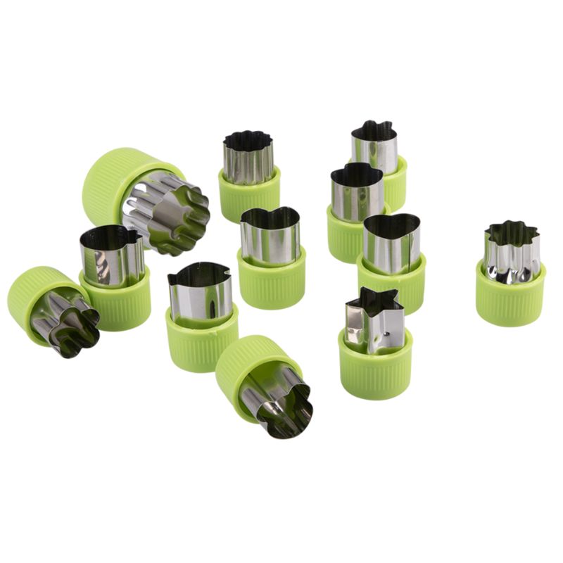 Appetito fruit and vegetable cutters - set of 12 asst. - green. 