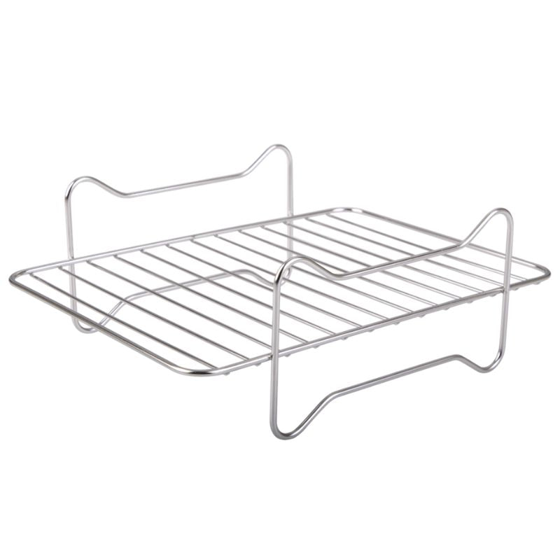 Appetito stainless steel rack rectangle air fryer rack - 22x16cm - shown side of rack.