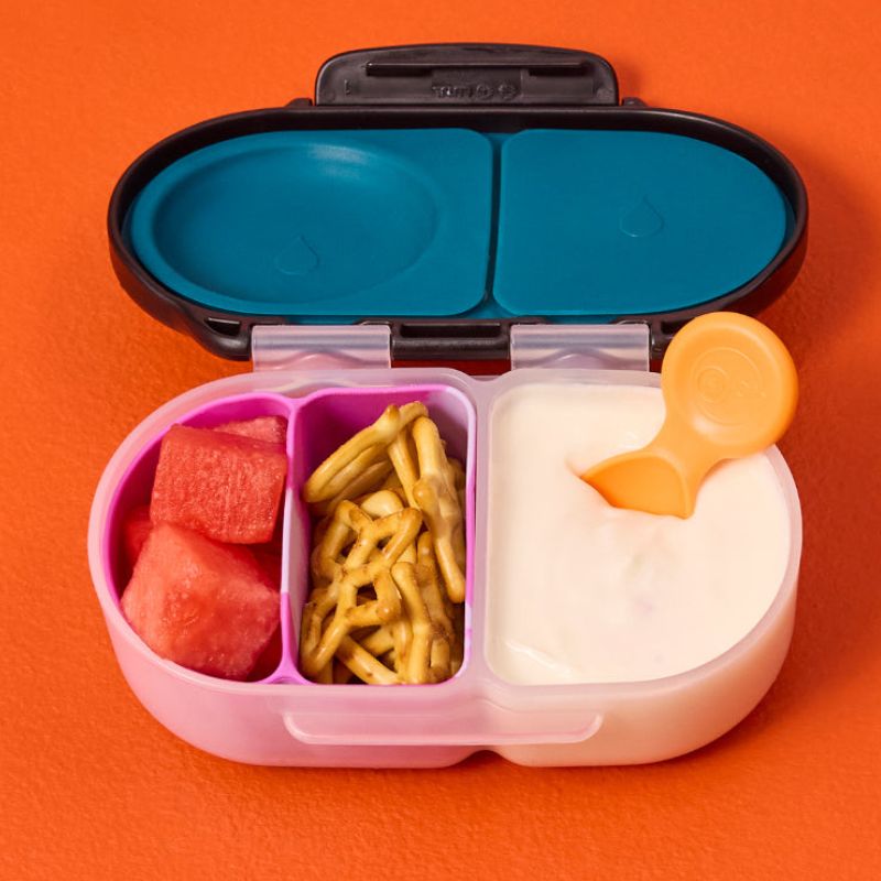 B.box silicone bento buddy Snackbox - in snackbox with food in.
