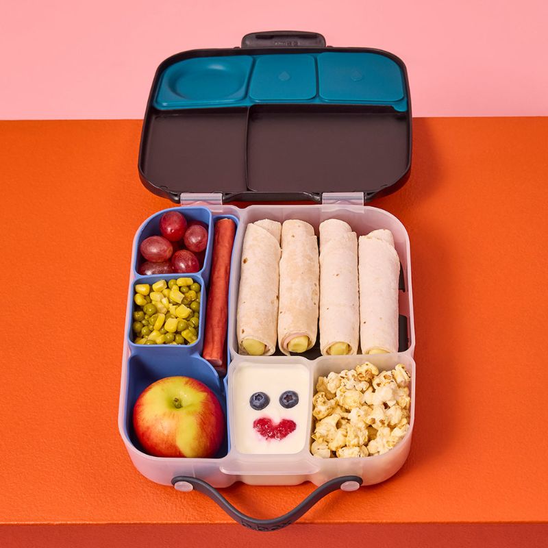 B.box silicone bento tray lunchbox - inside lunchbox with food in.