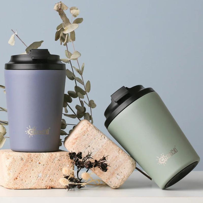 Cheeki 350ml insulated coffee cup - moss and graphite.