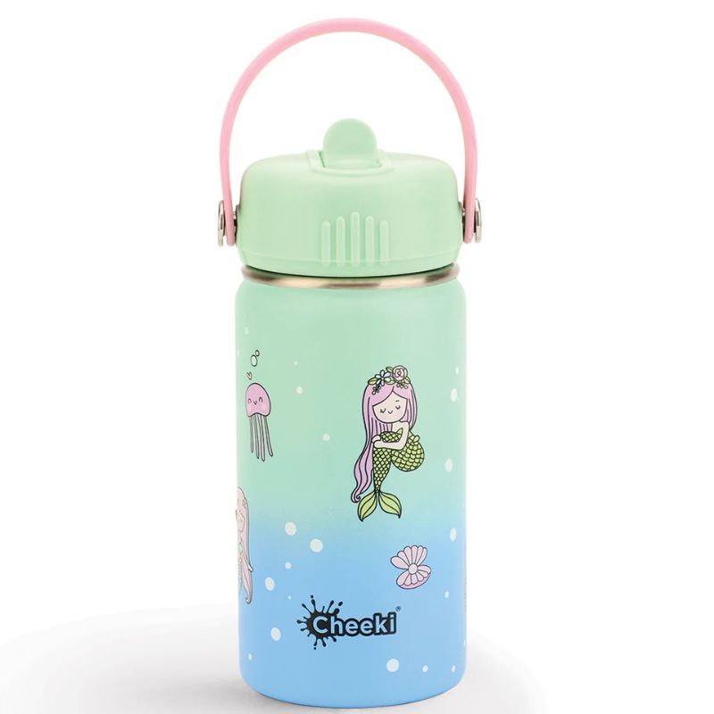 Cheeki Little Adventure Range - 400ml insulated stainless steel water bottle for kids - Mermaid.