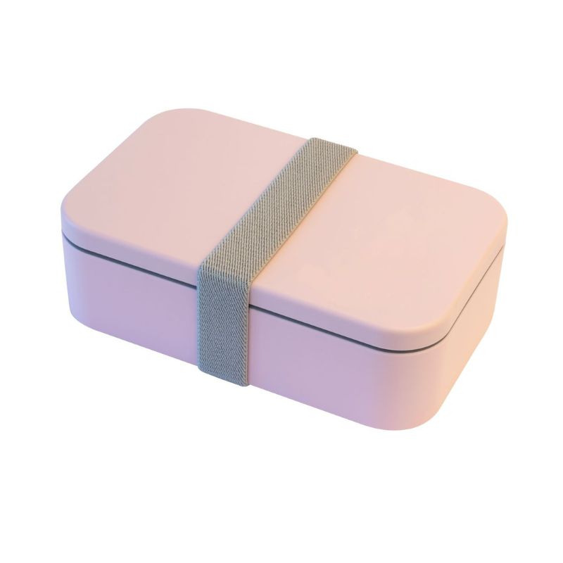 Cuisena RPET Rectangular Bento box with cutlery - Pink - closed.