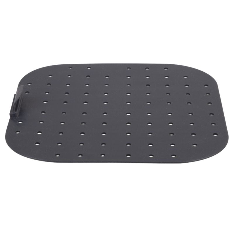 Daily Bake Silicone square air fryer liner mat - 22x22cm in charcoal.