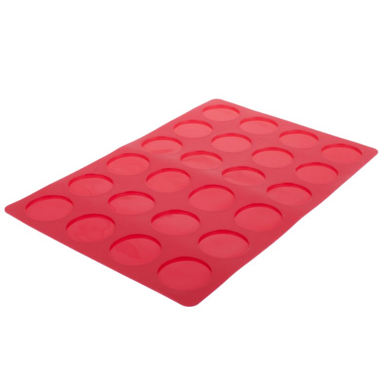 Daily Bake reusable silicone macaron baking sheet - 24 cup - red.