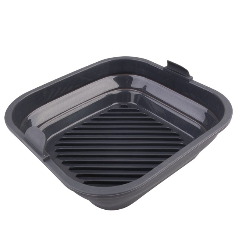 Daily Bake silicone square collapsible air fryer basket - 22x22cm - charcoal.