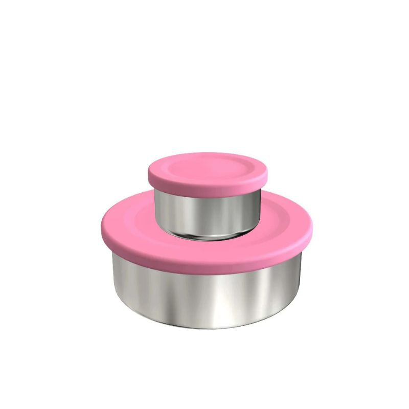 Ecococoon stainless steel snack pots - set of 2 - Pink Rose.