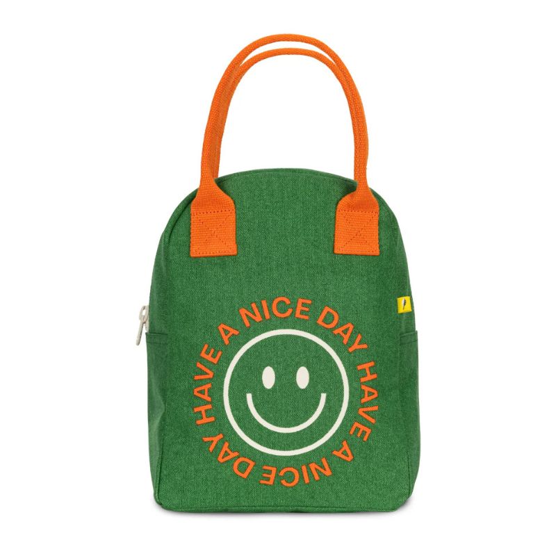 Fluf zipper lunch bag washable cotton - Have a Nice Day.