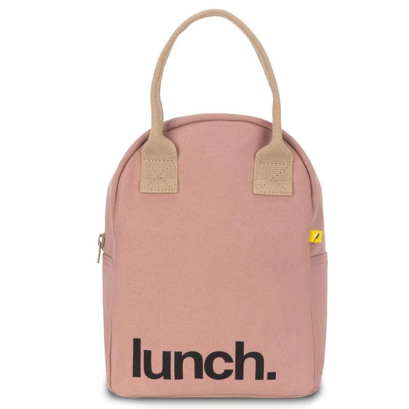 Fluf zipper lunch bag washable cotton- Pink Lunch   design.