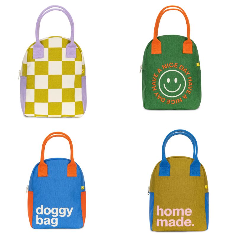 Fluf zipper lunch bag washable cotton - mixed photo.