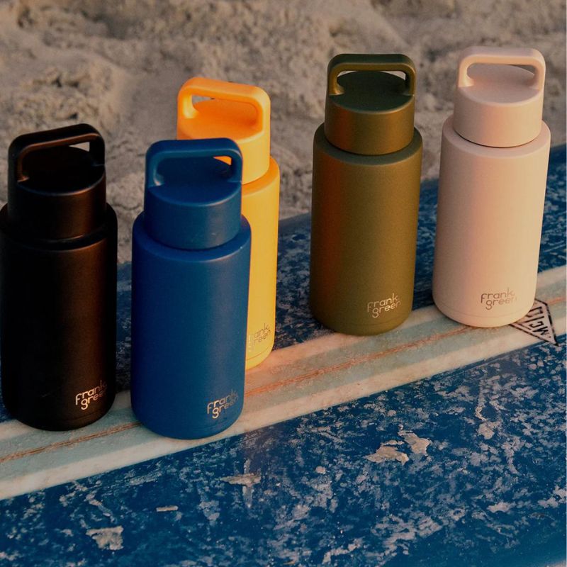Frank Green Ceramic Reusable Bottle Grip Finish with grip lid - 34oz 1L - mixed photo.