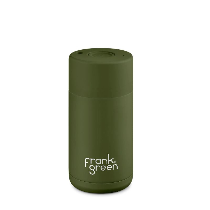 Frank Green ceramic reusable cup - coffee or tea cup - 12oz/355ml - Khaki.