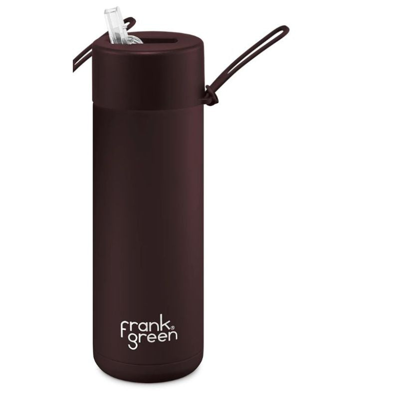Frank Green Ceramic reusable bottle with straw - 20oz / 595ml - Chocolate.