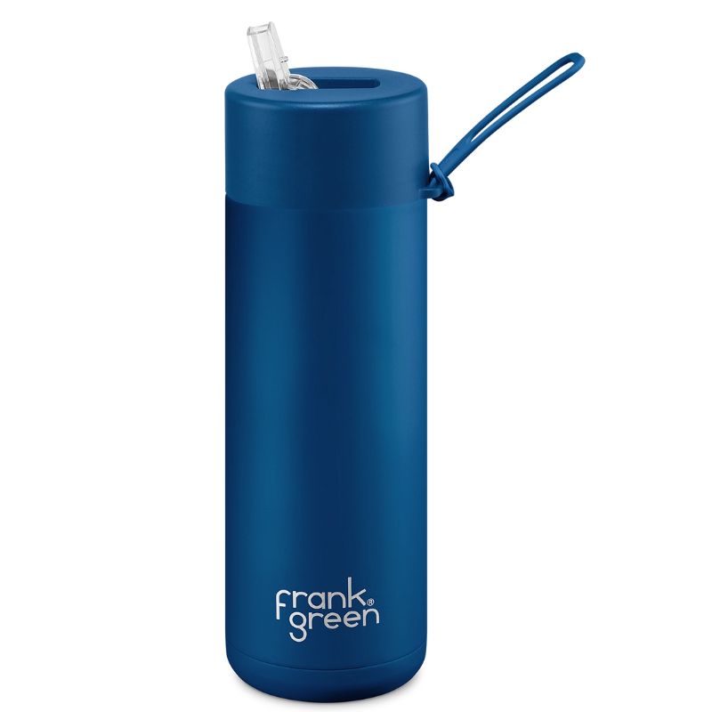 Frank Green Ceramic reusable bottle with straw - 20oz / 595ml - Deep Ocean.
