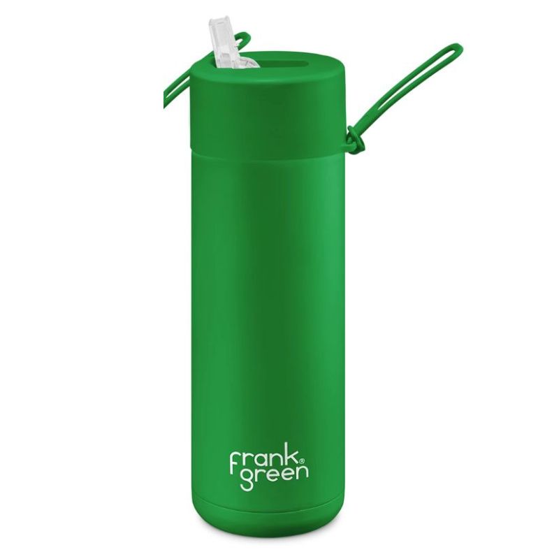 Frank Green Ceramic reusable bottle with straw - 20oz / 595ml - Evergreen.