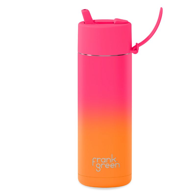 Frank Green Ceramic reusable bottle with straw - 20oz / 595ml - Summer Sunset. 