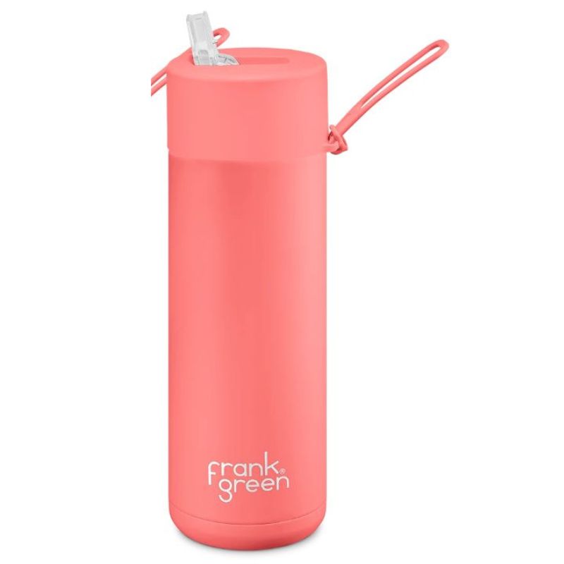 Frank Green Ceramic reusable bottle with straw - 20oz / 595ml - Sweet Pea.