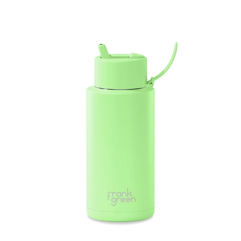 Frank Green ceramic reusable bottle with straw 34 oz / 1L - Aurora GLOW.