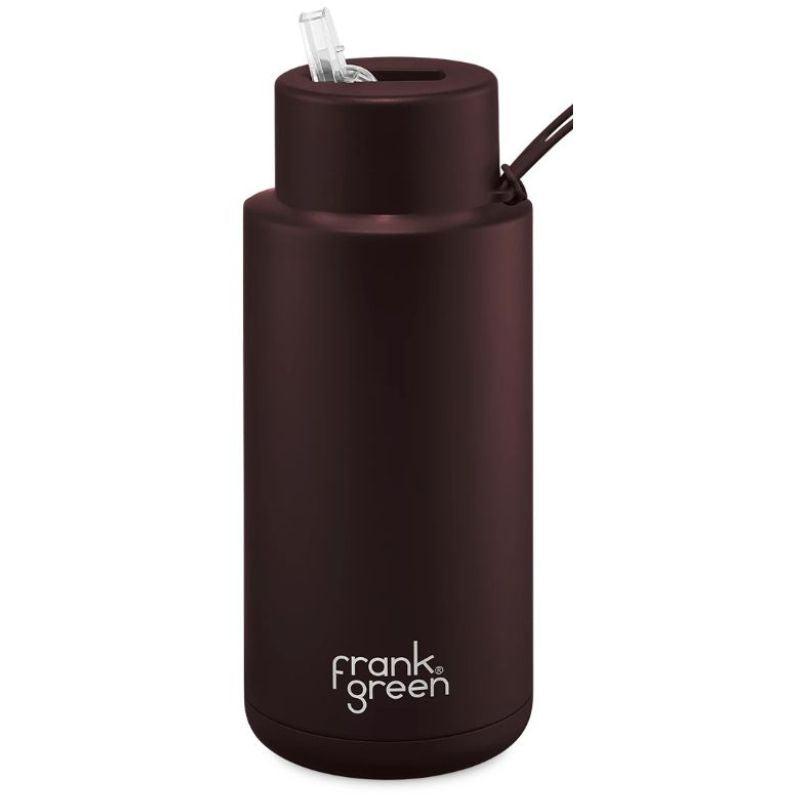 Frank Green ceramic reusable bottle with straw 34 oz / 1L - Chocolate.