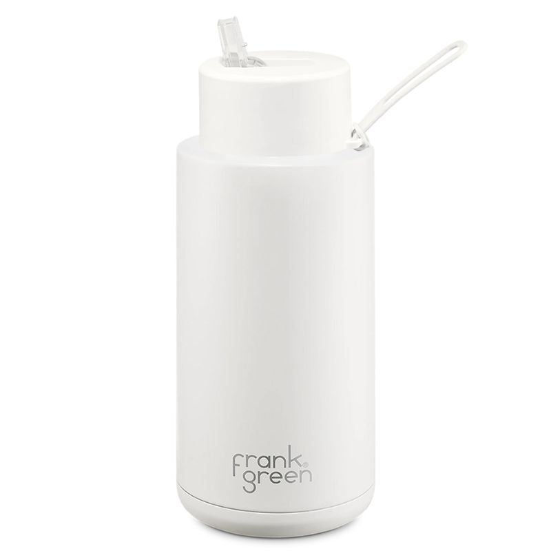 Frank Green ceramic reusable bottle with straw 34 oz / 1L - Cloud.