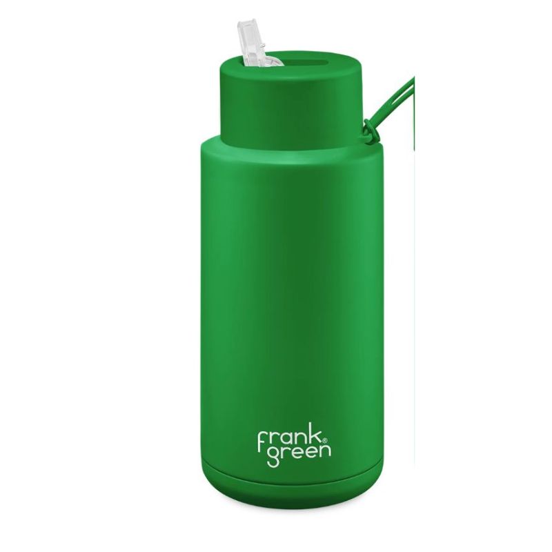 Frank Green ceramic reusable bottle with straw 34 oz / 1L - Evergreen.