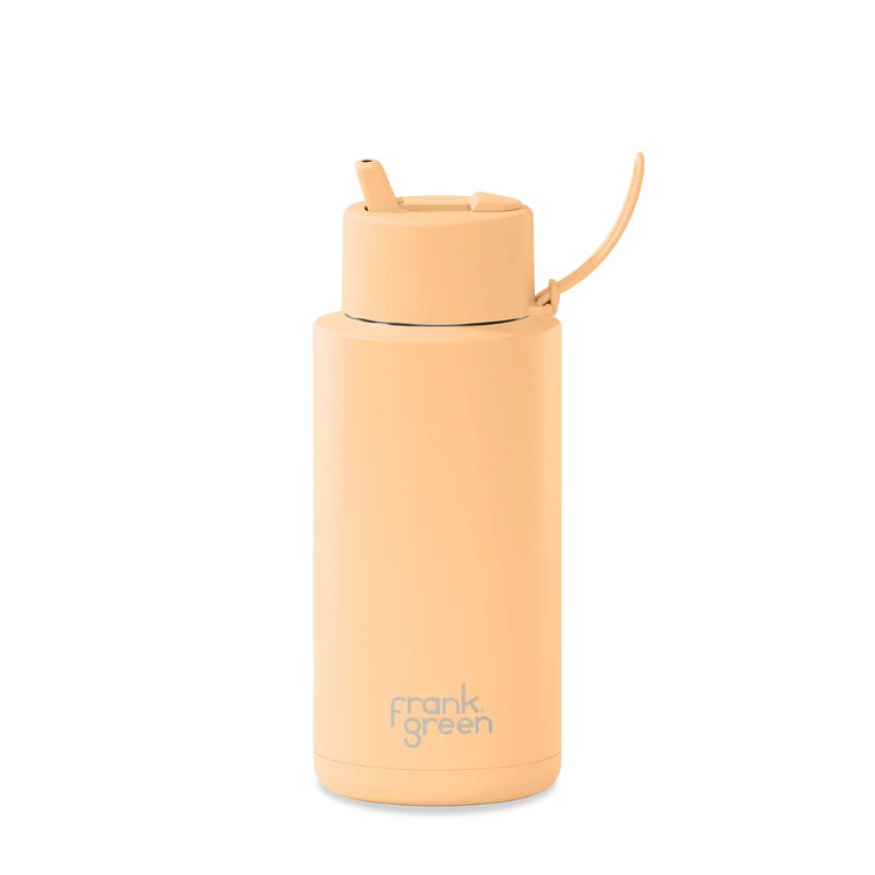 Frank Green ceramic reusable bottle with straw 34 oz / 1L - Solar GLOW.