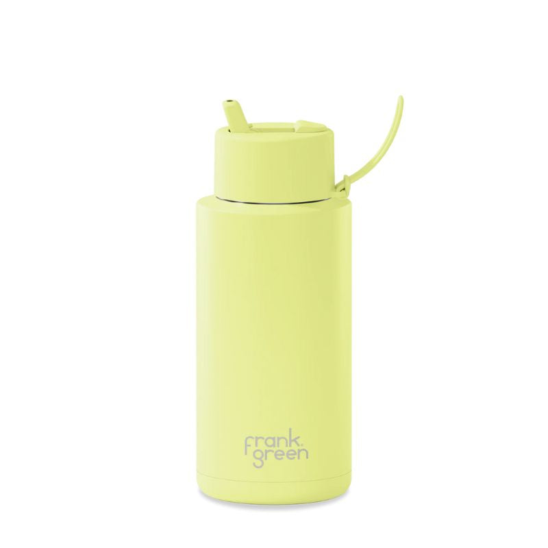 Frank Green ceramic reusable bottle with straw 34 oz / 1L - Star GLOW.