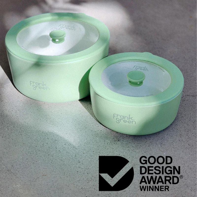 Frank Green Set of 2 porcelain bowls - mint gelato - next to each other - Good Design Award Winner. 