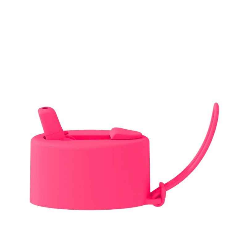 Frank Green replacement flip straw lid hull pack with strap - Neon Pink.