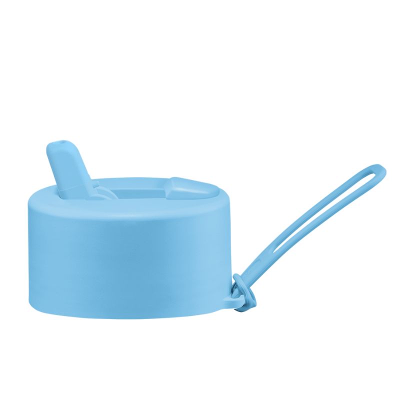 Frank Green replacement flip straw lid hull pack with strap - Sky Blue.
