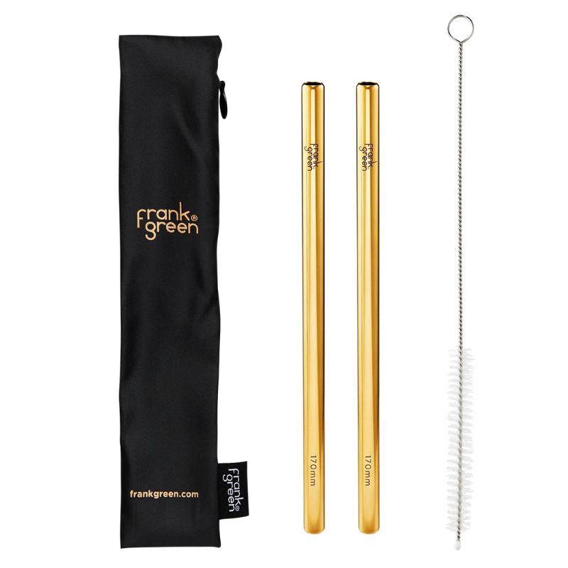 Frank Green reusable straw pack with straws and cleaner in a pouch - Midnight. 