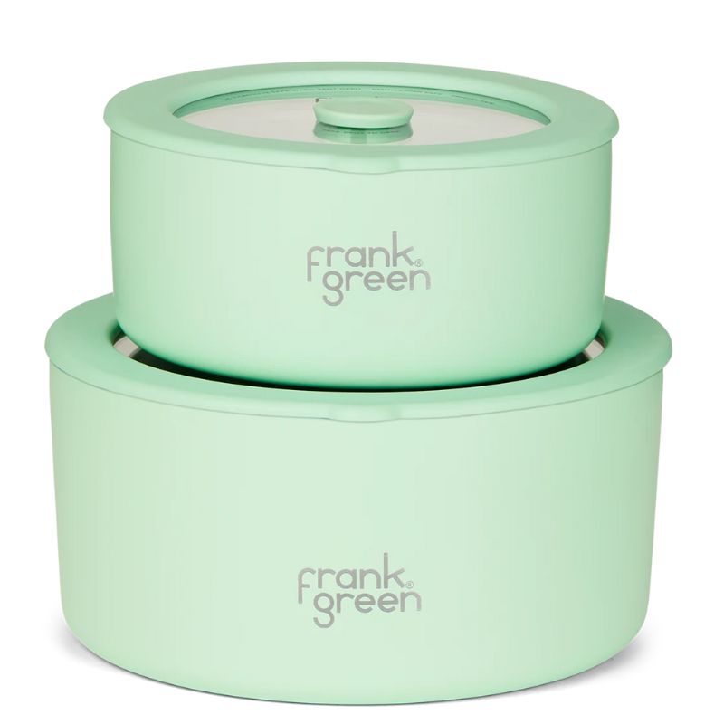 Frank Green stainless steel bowls with glass lids - set of 2 bowls - Mint Gelato.