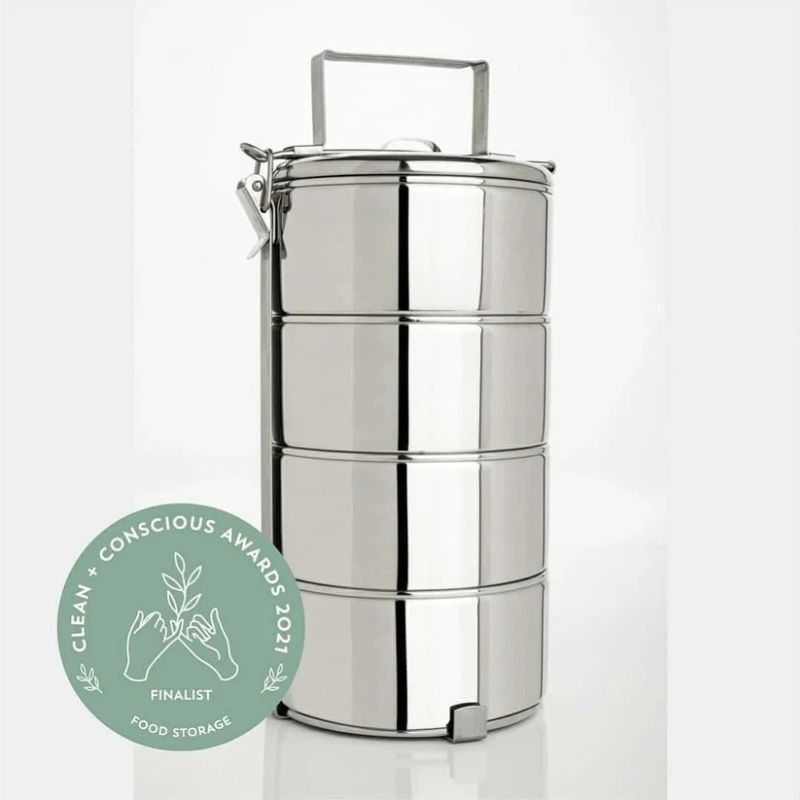 Goodly Gosh Tiffin - 4 tier stainless steel stackable lunch box. 