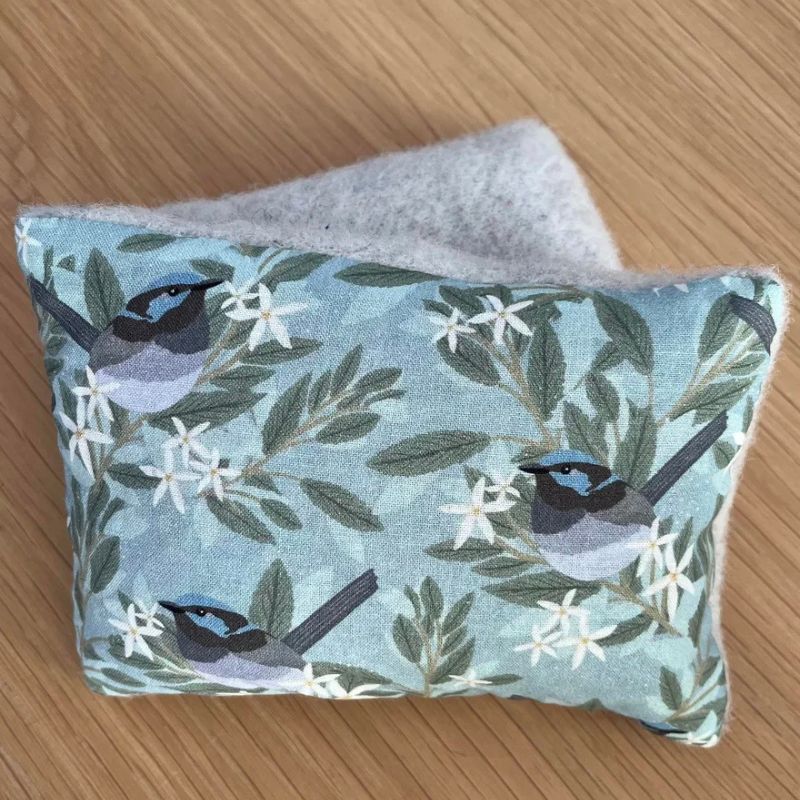 Heatpack from Tasmania - heat pack made from recycled wool - Blue Wren.