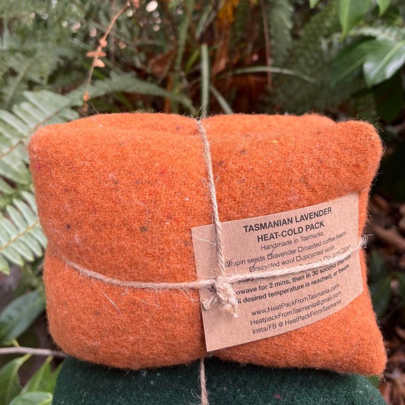 Heatpack from Tasmania - heat pack made from recycled wool - Orange.
