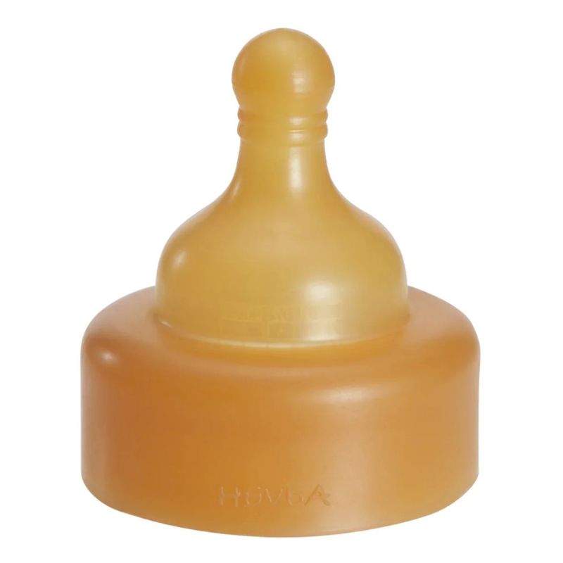 Hevea wide neck baby glass bottle - spare rubber nipple teat - medium flow. 