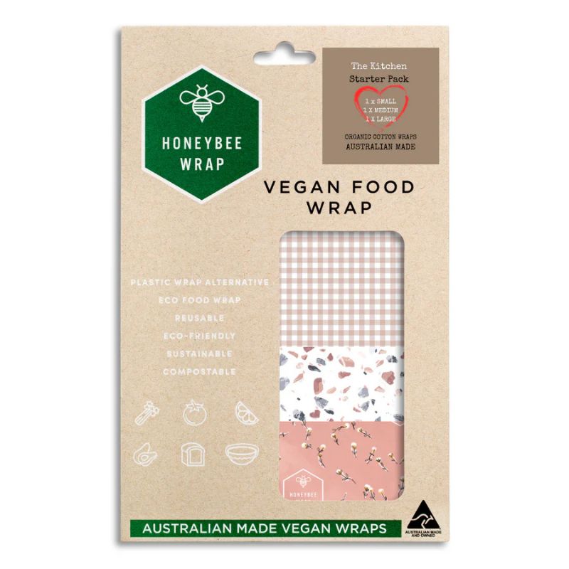 Honeybee Wrap - Vegan wrap - kitchen starter pack - 3 wraps - Neutral Range.