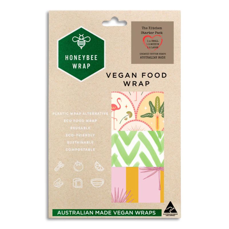 Honeybee Wrap - Vegan wrap - kitchen starter pack - 3 wraps - Summer Range.