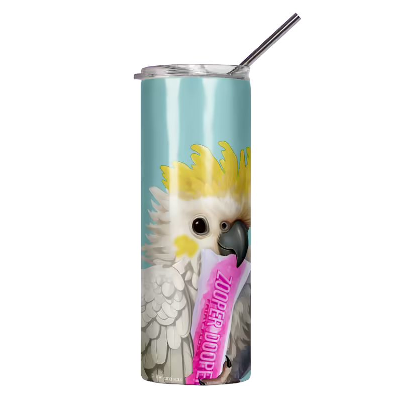 Ink and Fold 600ml stainless steel tumbler - Cockatoo.