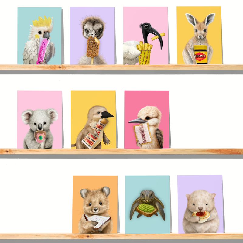 Ink and Fold Australian Animal greeting cards - pack of 10 mixed cards.