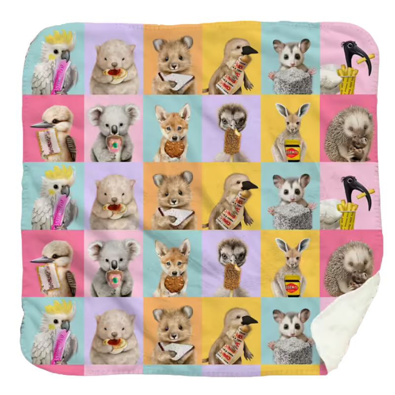 Ink and Fold - baby fleece snuggle blanket - Aussie Faves. 