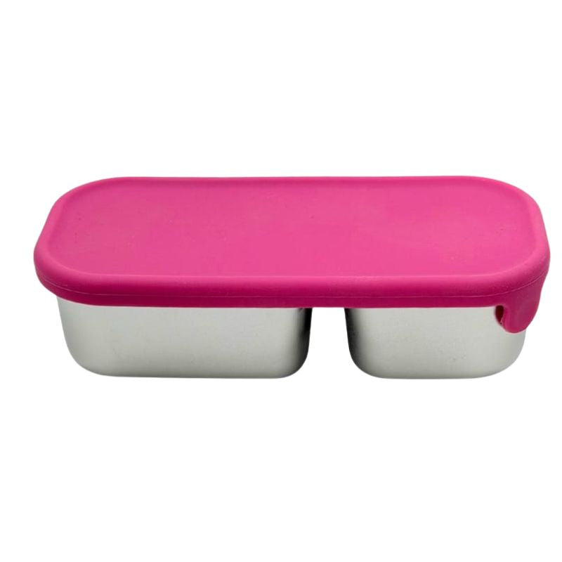 Kally cheese and cracker stainless steel snack pot 2 compartment - Fuchsia Pink.