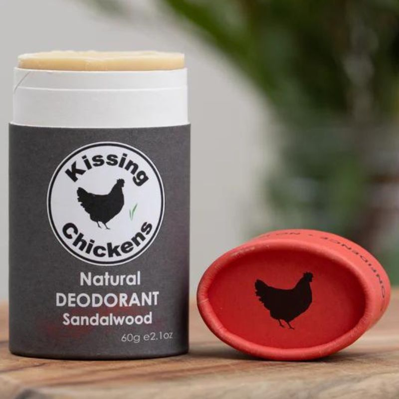 Kissing Chicken organic bicarb free natural deodorant stick in card board - Sandalwood.