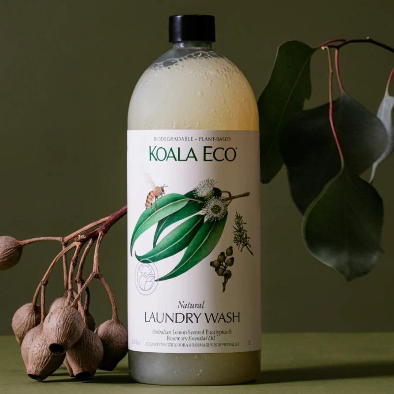 Koala Eco laundry was - lemon scented eucalyptus & rosemary essential oil.