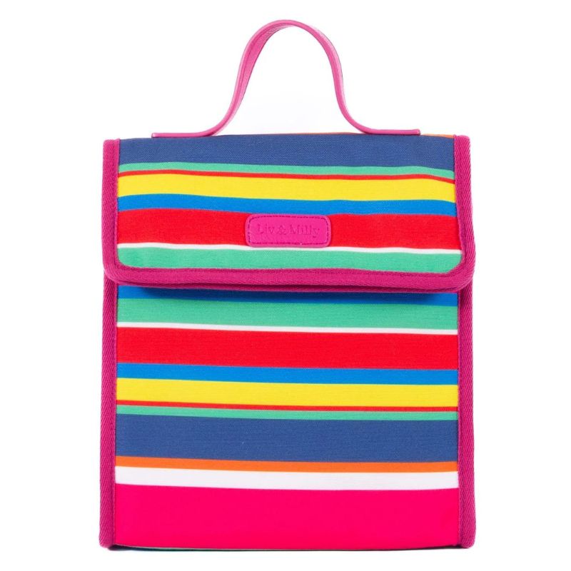 Liv & Milly insulated satchel lunch bag - Bright Stripes.