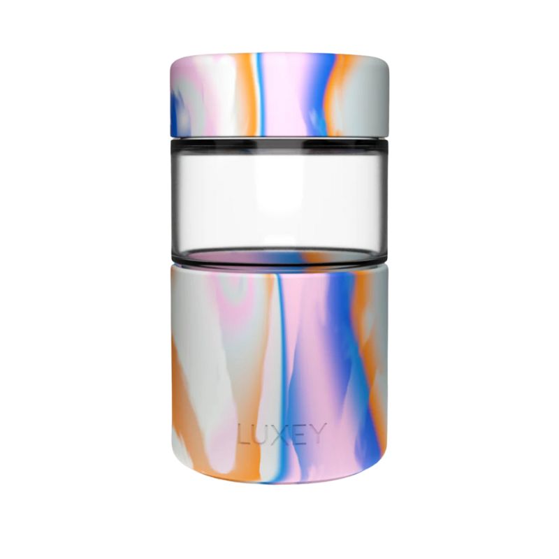 Luxey Original reusable glass coffee cup - 12oz/340ml/355ml - PE Swirl.