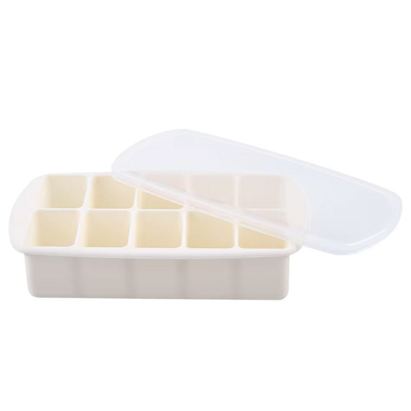 Melii Luxe 10 compartment silicone food tray with lid - Ivory.