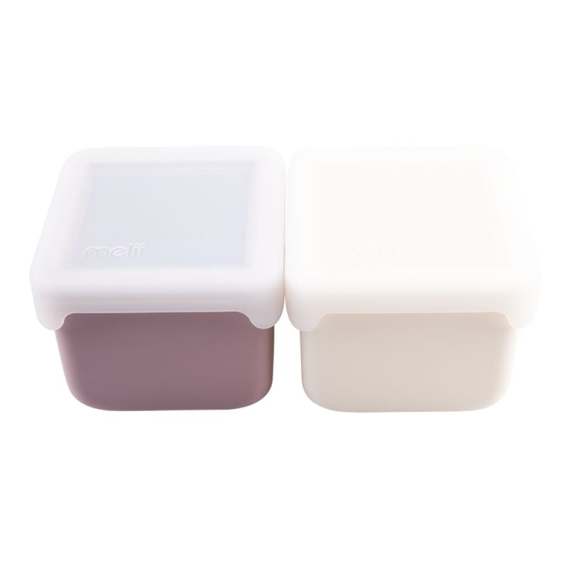 Melii Luxe silicone snack containers - set of 2 x 236ml - Pink/Ivory.